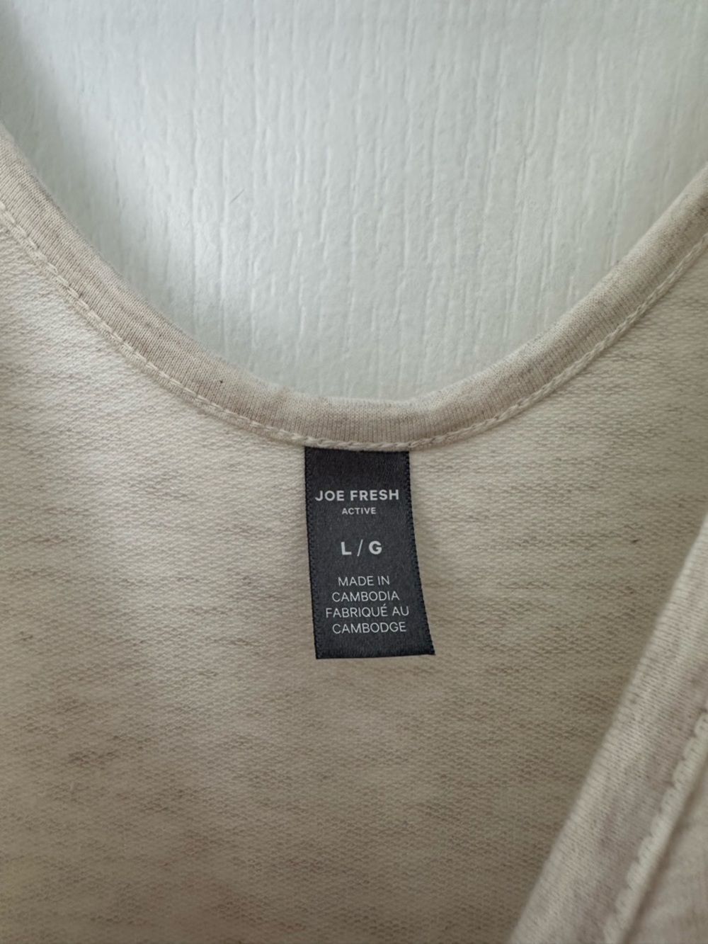 EUC Cream Heathered Sleeveless Drawstring Jumpsuit Lounge Full Length Sz Large - Picture 3 of 8